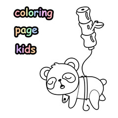 flying panda coloring book with bamboo balloons
