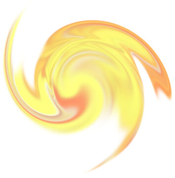 Abstract spirals with bright red and yellow colors. The fluid fire is a round circle element. PNG transparent, graphic element.