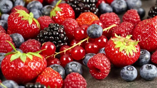 fresh ripe summer berries strawberries, blackberries, blueberries