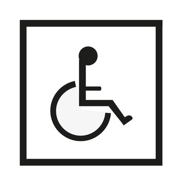 Panneau carré avec idéogramme indiquant une installation pour handicapés