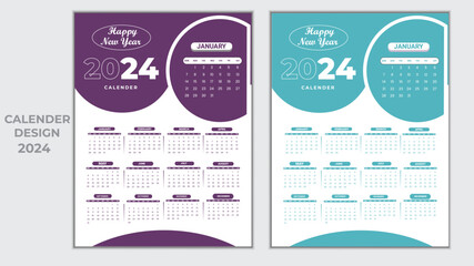monthly calendar template for 2024 year, Corporate templates design.