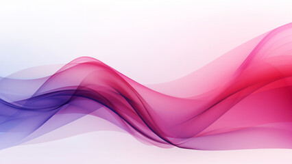 Abstract transparent pink blue waves design with smooth curves and soft shadows on clean modern background. Fluid gradient motion of dynamic lines on minimal backdrop