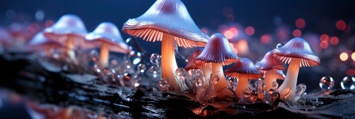 Close Beautiful Bunch Mushrooms Color Light, Banner Image For Website, Background abstract , Desktop Wallpaper
