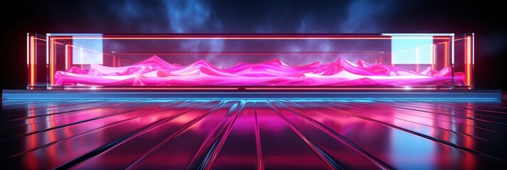 3D Rendering Glowing Lines Neon Lights, Banner Image For Website, Background abstract , Desktop Wallpaper