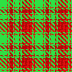 Green Red Tartan Plaid Pattern Seamless. Checkered fabric texture for flannel shirt, skirt, blanket
