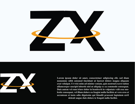 ZX Letter Logo Design. Initial letters ZX logo icon. Abstract letter ZX Z X minimal logo design template. Z X Letter Design Vector with black Colors. ZX logo, Vector, spared