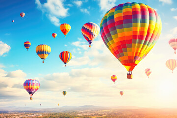Fototapeta premium Colorful hot air balloons flying in the air