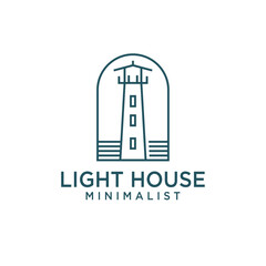 Monoline Lighthouse with simple logo design