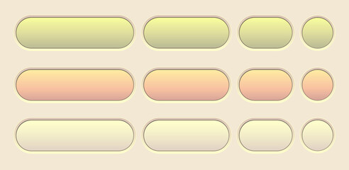 Buttons yellow orange color collection, interesting navigation panel for website with soft pastel colors.