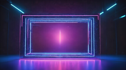 Abstract background with glowing lines, Background with light, neon glowing lines on a black background. Blank background in the center. polaroid picture frame wallpaper