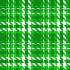 Green White Tartan Plaid Pattern Seamless. Check fabric texture for flannel shirt, skirt, blanket
