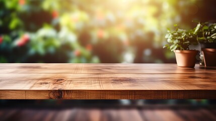 Vibrant Houseplants Bask on a Rustic Wooden Table, generative ai