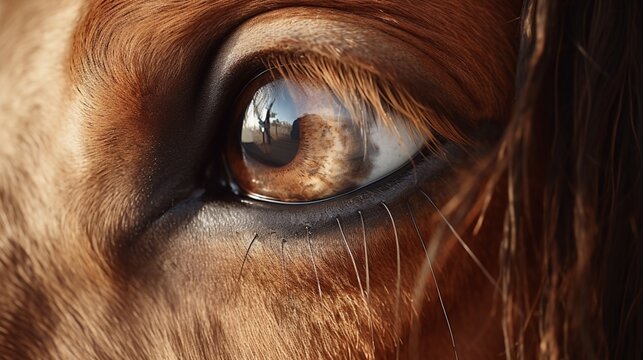 A close-up of a horse's eye, showcasing its depth and soulful expression.