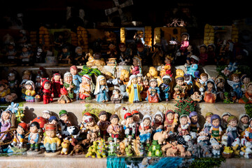 Artisanal Treasures: Nativity Scene Figures Showcase at Santa Llucia Craft Stall in Barcelona