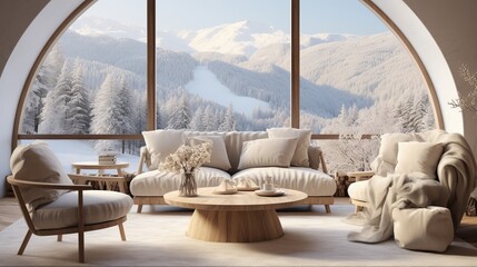Modern Living Room with Scenic View, generative