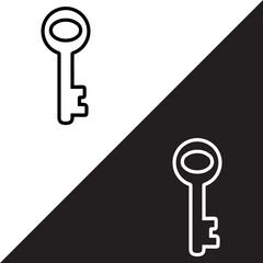 Key icon vector. Key sign symbol in trendy flat style. Key vector icon illustration isolated on white and black background	