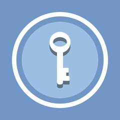 Key icon vector. Key icon sign symbol in trendy flat style. Key icon image, Key icon illustration isolated on blue background