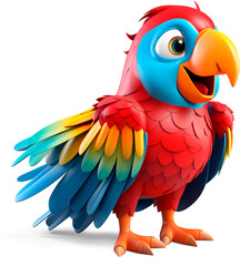 3d cartoon parrot, isolated
