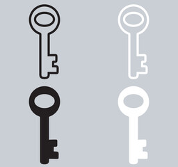 Set of Key icon. Key icon sign symbol in trendy flat style. Key vector icon illustration isolated on gray background