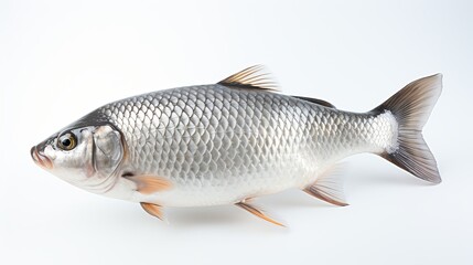 A Lone Goldfish Gleams Against a Pristine White Background, generative ai