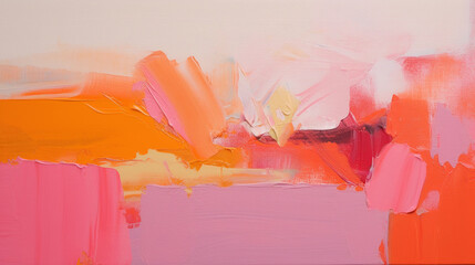 Abstract minimal oil paint texture background, pink and orange colors. AI

