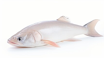 Obraz premium A Lone Goldfish Gleams Against a Pristine White Background, generative ai