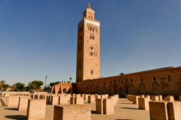 La mosche e il minareto di Koutoubia. Medina di Marrakech. Marocco