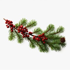 Christmas Fir twigs isolated on white background. Xmas decoration