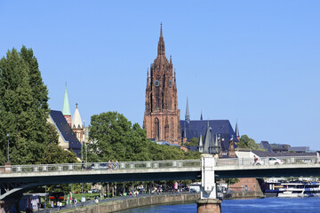 Imperial Cathedral of Saint Bartholomew, Frankfurt am Main, Hesse, Germany - obrazy, fototapety, plakaty