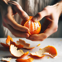 Hand Peeling a Clementine - Generative AI