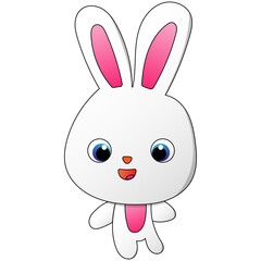 Kawaii baby rabbit with pink ears and body running whilst playing