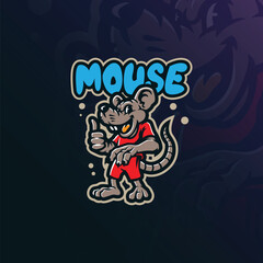 Mouse mascot logo design vector with concept style for badge, emblem and t shirt printing. Cute mouse illustration.