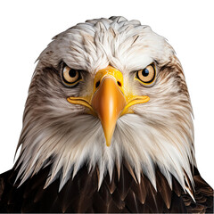 Obraz premium Bald Eagle Face Close-Up Isolated on Transparent or White Background, PNG