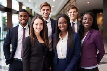 Ethnically Diverse Group Of Smiling Businesspeople, Successful Together
