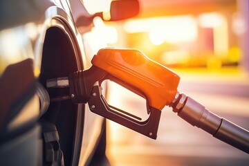 A Car Filling Up With Gas - obrazy, fototapety, plakaty