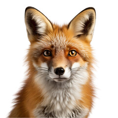 Fototapeta premium Focused Close-Up of Fox Face Isolated on Transparent or White Background, PNG
