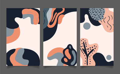 hand drawn flat abstract shapes covers collection