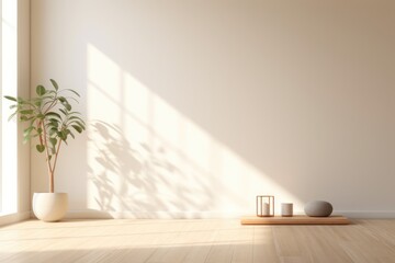 Minimalist Yoga Space With Serene Vibe And Copy Space