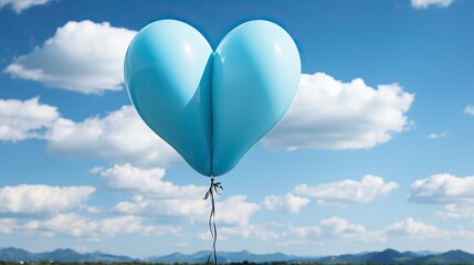 Fototapeta na wymiar A heart shaped Ballon floating in sky, valentines day Banner, Happy Valentines day