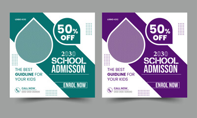 School admisson Social Media Post template. 