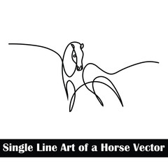 Single Line Art of a Horse Vector Creative Concept: Graceful Equine Elegance in One Stroke