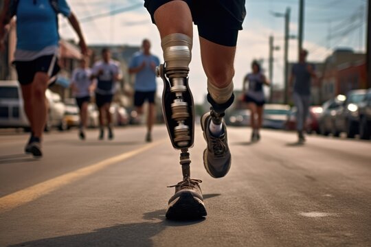People With Prosthetic Feet Participate In Marathon On City Roads