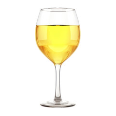 Wine glass with yellow water liquid drink isolated on transparent background,transparency 
