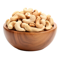 Cashew nuts,Wooden bowl of cashew nuts isolated on transparent background,transparency  - obrazy, fototapety, plakaty