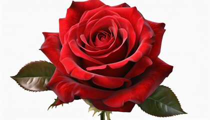 fresh Red Rose on a Clean White background