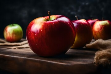 red apples on a wooden table
