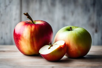 red apples on wooden table