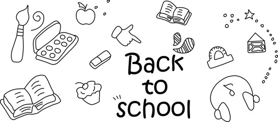 We return to school with accessories on a white background. School accessories vector graphics on a white background. Illustration EPS 10