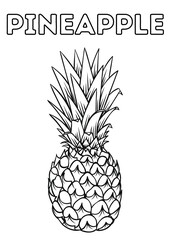 Pineapple | Coloring book for children | Black and white drawing