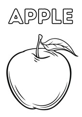 Apple | Coloring book for children | Black and white drawing